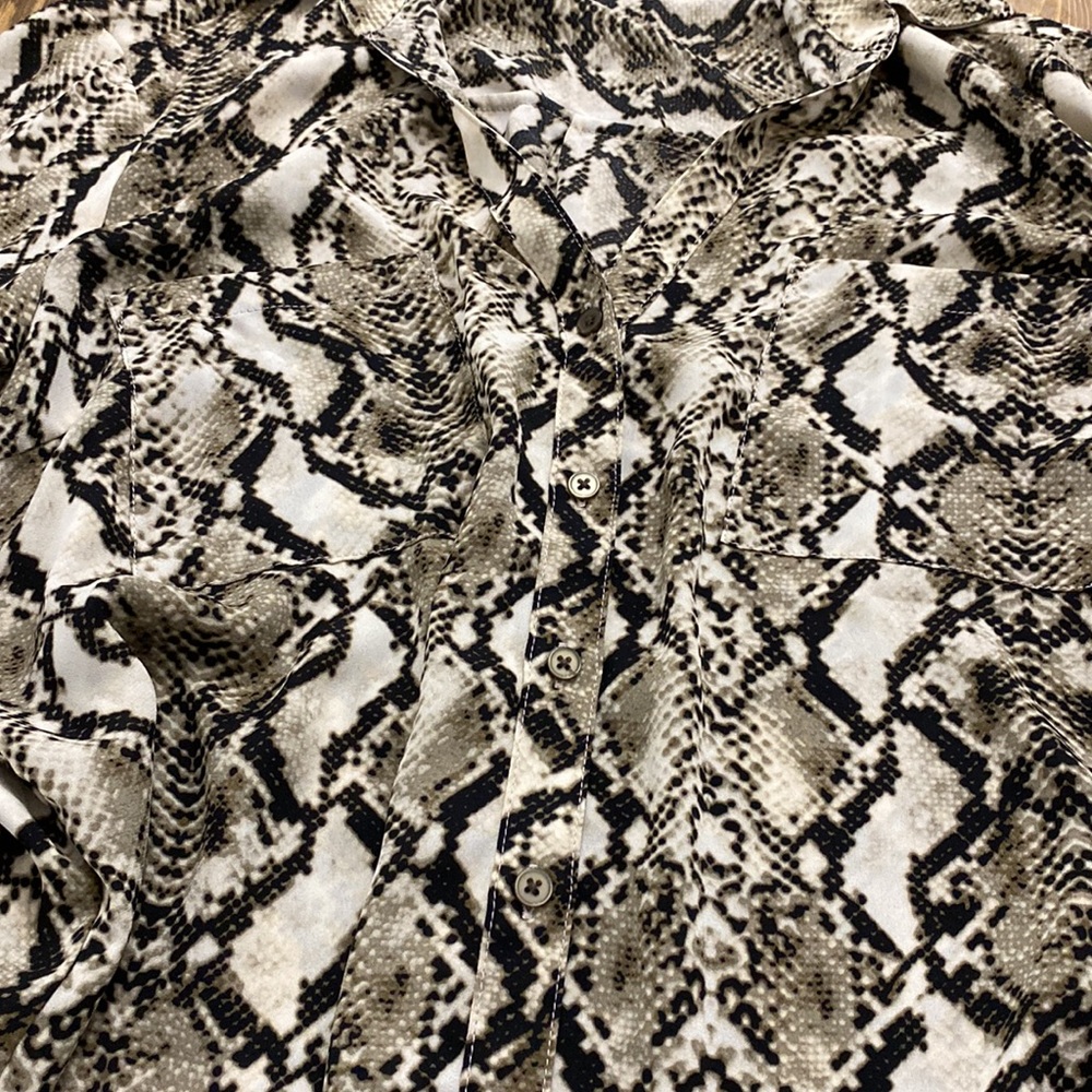 Express Snake Print Like New Polyester Dressy Blo… - image 3